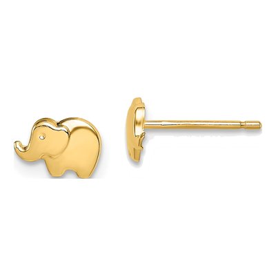 14K Yellow Gold Elephant Stud Earrings