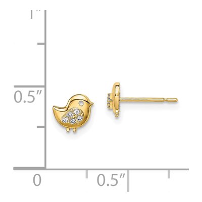 14K Yellow Gold CZ Bird Stud Earrings – view 5