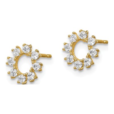 14K Yellow Gold Round CZ Circle Stud Earrings – view 3