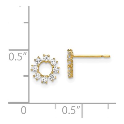14K Yellow Gold Round CZ Circle Stud Earrings – view 5