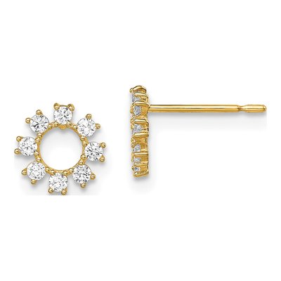 14K Yellow Gold Round CZ Circle Stud Earrings