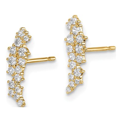 14K Yellow Gold CZ Cluster Dangle Earrings – view 3