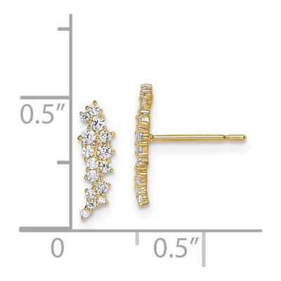 14K Yellow Gold CZ Cluster Dangle Earrings – view 5