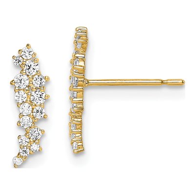 14K Yellow Gold CZ Cluster Dangle Earrings
