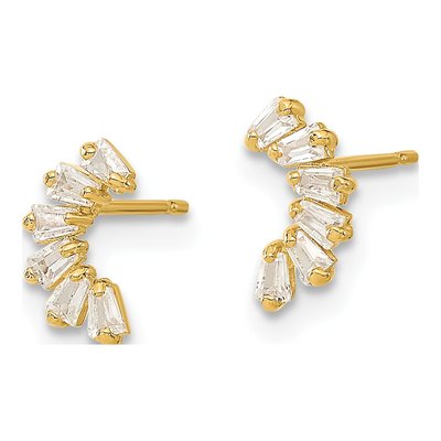 14K Yellow Gold CZ Arch Stud Earrings – view 3