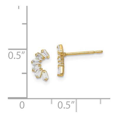 14K Yellow Gold CZ Arch Stud Earrings – view 5