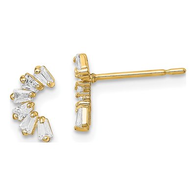 14K Yellow Gold CZ Arch Stud Earrings