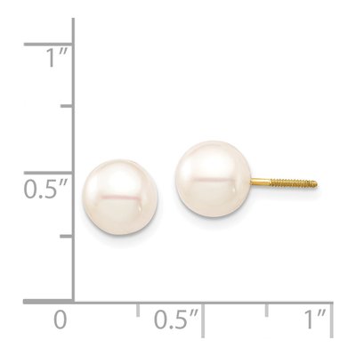 14K Yellow Gold Round Freshwater Cultured Pearl Screwback Stud Earrings – view 4