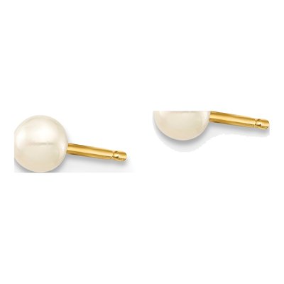 14K Yellow Gold Button Freshwater Cultured Pearl Stud Earrings – view 2