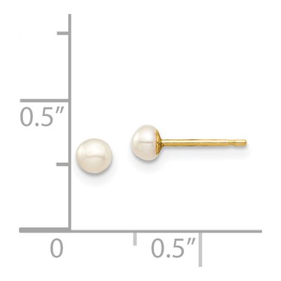 14K Yellow Gold Button Freshwater Cultured Pearl Stud Earrings – view 4