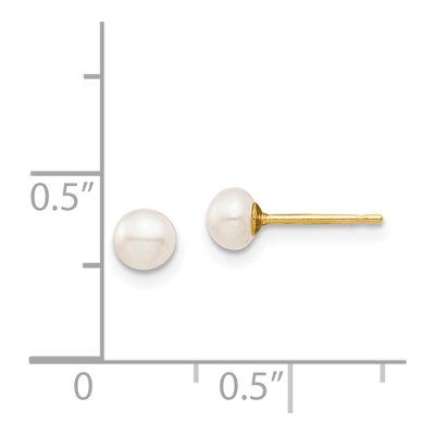 14K Yellow Gold Button Freshwater Cultured Pearl Stud Earrings – view 4