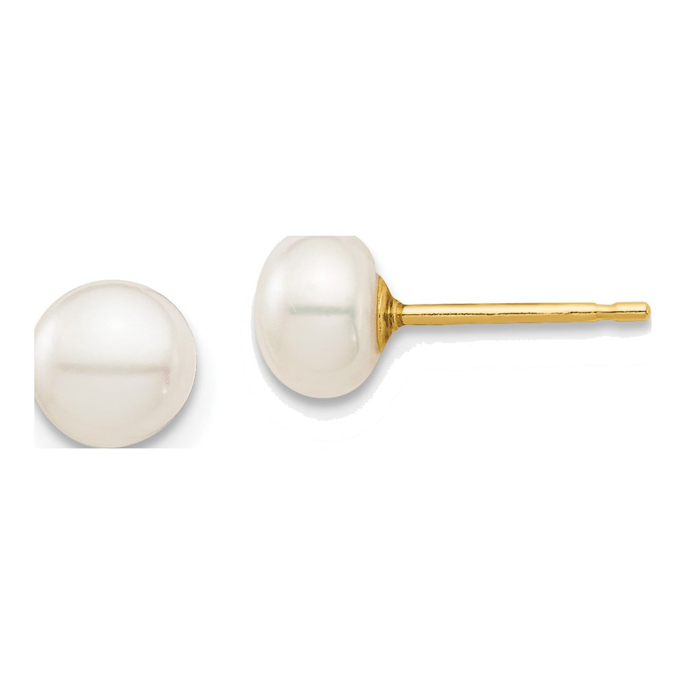 14k Yellow Gold Freshwater Pearl Stud Earrings