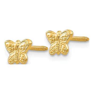 14K Yellow Gold Butterfly Screwback Stud Earrings – view 3