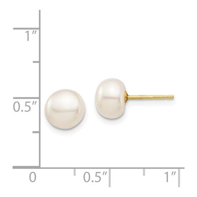 14K Yellow Gold Button Freshwater Cultured Pearl Stud Earrings – view 4