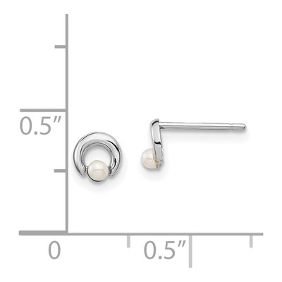 14K White Gold Freshwater Cultured Pearl Button Stud Earrings – view 4