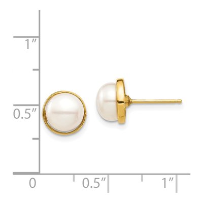 14K Yellow Gold Freshwater Cultured Pearl Button Stud Earrings – view 4