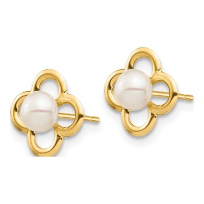 14K Yellow Gold Freshwater Cultured Pearl Button Stud Earrings – view 2