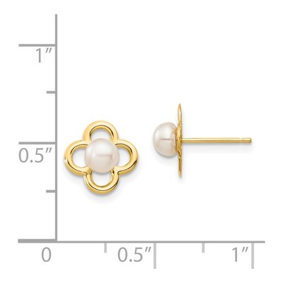 14K Yellow Gold Freshwater Cultured Pearl Button Stud Earrings – view 4