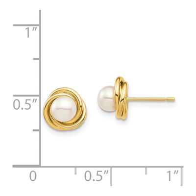 14K Yellow Gold Freshwater Cultured Pearl Button Stud Earrings – view 4