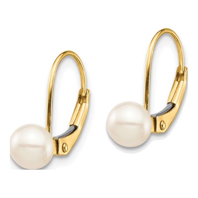 14K Yellow Gold Freshwater Cultured Pearl Leverback Earrings – view 2