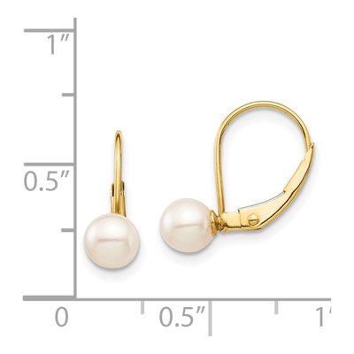 14K Yellow Gold Freshwater Cultured Pearl Leverback Earrings – view 4