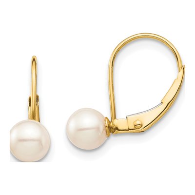 14K Yellow Gold Freshwater Cultured Pearl Leverback Earrings