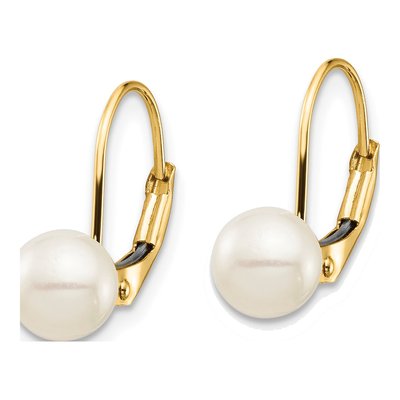 14K Yellow Gold Freshwater Cultured Pearl Leverback Earrings – view 2
