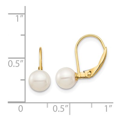 14K Yellow Gold Freshwater Cultured Pearl Leverback Earrings – view 4