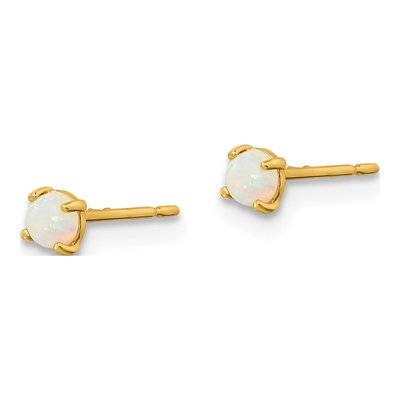 14K Yellow Gold 3mm Lab-Created Opal Stud Earrings – view 3