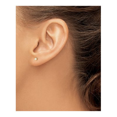 14K Yellow Gold 3mm Lab-Created Opal Stud Earrings – view 4