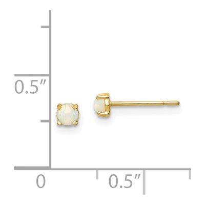 14K Yellow Gold 3mm Lab-Created Opal Stud Earrings – view 5
