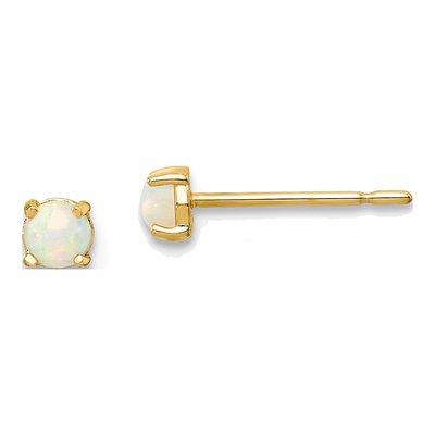 14K Yellow Gold 3mm Lab-Created Opal Stud Earrings