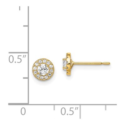 14K Yellow Gold CZ Halo Circle Stud Earrings – view 5
