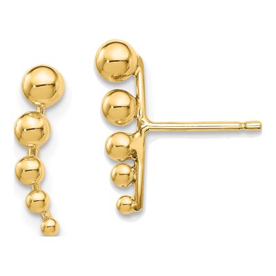 14K Yellow Gold Graduated Ball Stud Earrings
