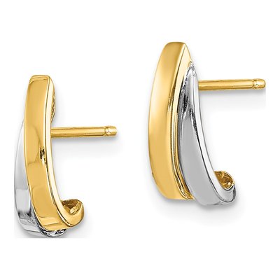 14K Yellow Gold 9.9mm J- Hoop Earrings – view 3