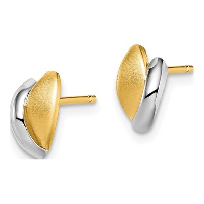 14K Yellow Gold Leaf Stud Earrings – view 3