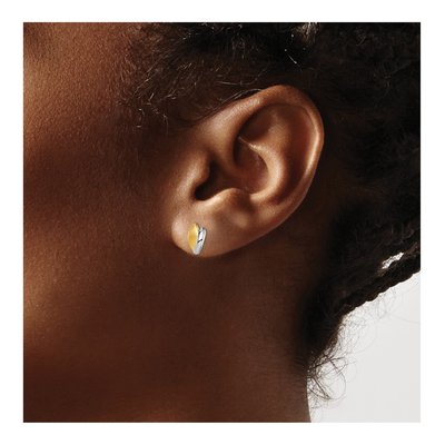 14K Yellow Gold Leaf Stud Earrings – view 4