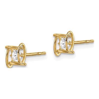 14K Yellow Gold CZ Square Stud Earrings – view 3