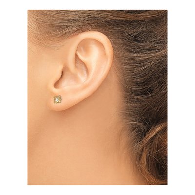 14K Yellow Gold CZ Square Stud Earrings – view 4