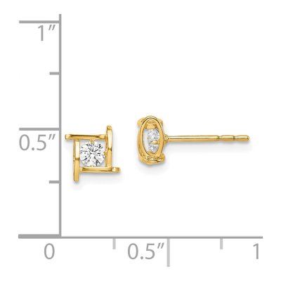 14K Yellow Gold CZ Square Stud Earrings – view 5