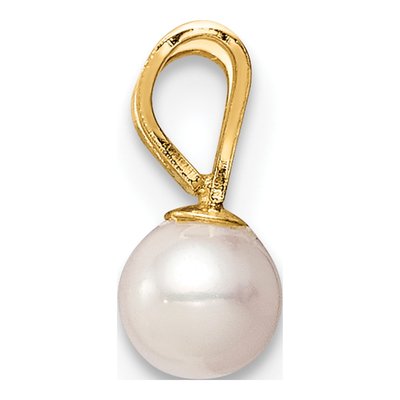 14K Yellow Gold Freshwater Cultured Pearl Near Round Pendant – view 2