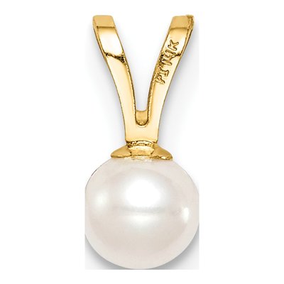 14K Yellow Gold Freshwater Cultured Pearl Near Round Pendant – view 3