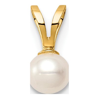 14K Yellow Gold Freshwater Cultured Pearl Near Round Pendant