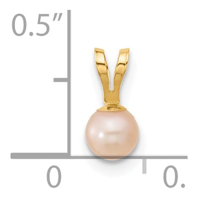 14K Yellow Gold Pink Freshwater Cultured Pearl Pendant – view 3