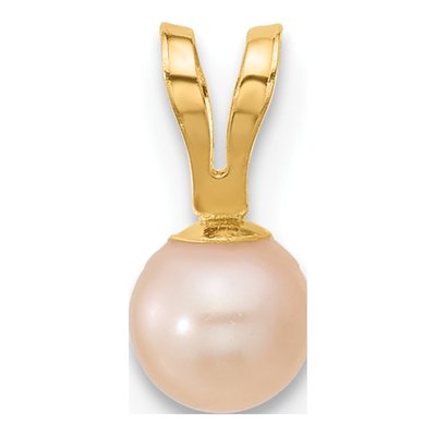 14K Yellow Gold Pink Freshwater Cultured Pearl Pendant