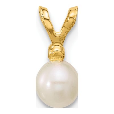 14K Yellow Gold Freshwater Cultured Pearl & CZ Near-Round Pendant – view 3