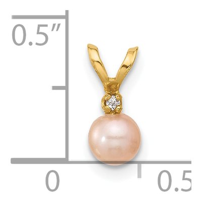 14K Yellow Gold Pink Freshwater Cultured Pearl & CZ Girls' Pendant – view 3