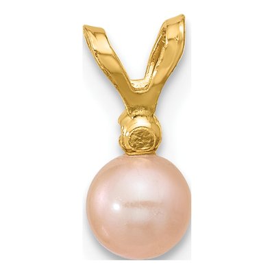 14K Yellow Gold Pink Freshwater Cultured Pearl & CZ Girls' Pendant – view 4