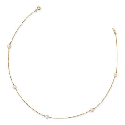 14K Yellow Gold Freshwater Cultured Pearl 5-Station Necklace – view 2