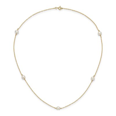 14K Yellow Gold Freshwater Cultured Pearl 5-Station Necklace – view 6